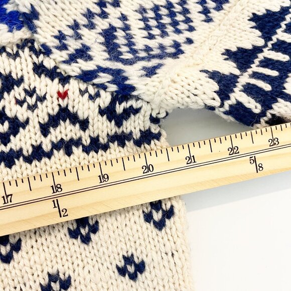 X Polo Ralph Lauren Women's Rolled Turtleneck Jumper White Blue Fair Isle - Picture 7 of 9